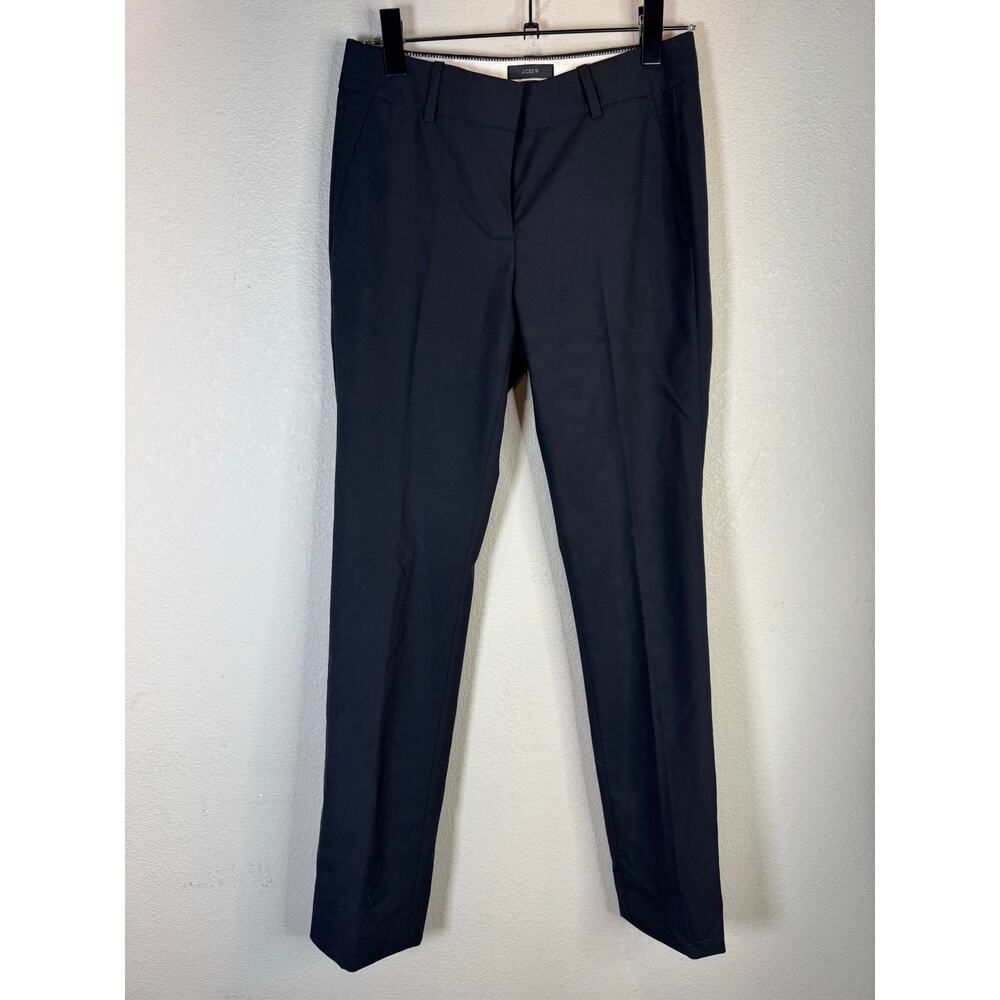 J.Crew Bi-Stretch Wool Blend Trousers Black Size 0 Slim Fit Office Career Pants